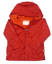 Červená šusťáková podzimní bunda s kapucí