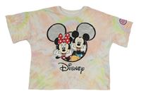 Barevné batikované crop tričko s Minnie a Mickeym Disney