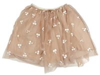 Starorůžová tylová sukně s třešněmi H&M
