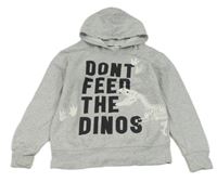 Světlešedá melírovaná mikina s dinem a kapucí zn. H&M