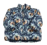 Tmavomodrá šusťáková zimní bunda s Annou a Elsou H&M