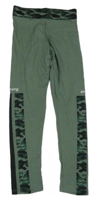 Zeleno-khaki-černé legíny s army pruhy a nápisy George