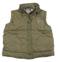 Khaki zateplená vesta s výšivkou Topolino