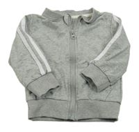 Světlešedo-bílá propínací mikina s pruhy 