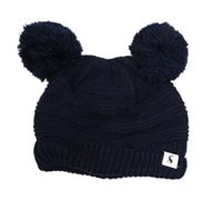 Tmavomodrá čepice s bambulemi Joules