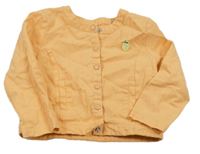 Oranžová lněná propínací bundička s citronem 