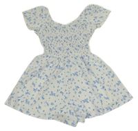 Bílo-modrý květovaný kraťasový overal New Look