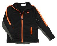 Černo-šedo-neonově oranžová propínací sportovní mikina s logem Manguun