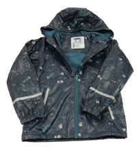 Tmavomodrá jarní voděodolná lehce zateplená bunda s diny a kapucí Lupilu