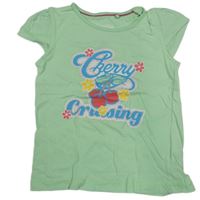 Mintové tričko s nápisy a třešněmi Lupilu