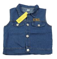 Nové - Tmavomodrá riflová vesta s nápisem Shein