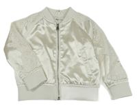 Bílý saténový jarní bomber s krajkou H&M