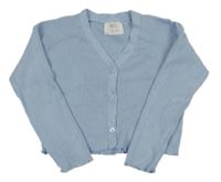 Světlemodrý žebrovaný propínací crop svetr Zara