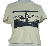 Dámské béžové crop tričko s potiskem H&M