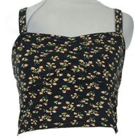 Dámský černý květovaný crop top New Look 