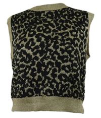 Dámská černo-béžová vzorovaná crop svetrová vesta Primark 