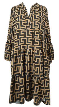 Dámské béžovo-černé vzorované šaty 