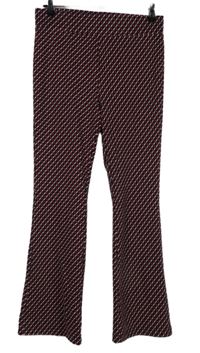 Dámské černo-červené vzorované pletené zvonové kalhoty M&S