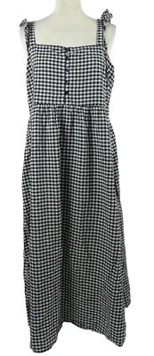 Dámské černo-bílé kostkované midi těhotenské plátěné šaty George 