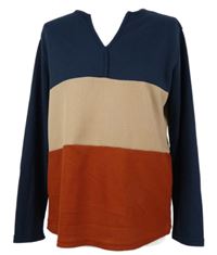 Dámské tmavomodro-béžovo-červené vzorované triko Shein 