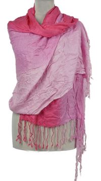 Dámská růžovo-tmavorůžová šála s třásněmi 