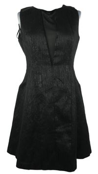 Nové - Dámské černé třpytivé šaty s tylovým výstřihem Morgan 