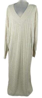 Dámské smetanové žebrované pletené šaty Only 