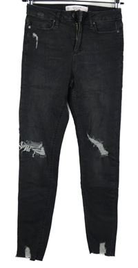 Dámské tmavošedé skinny rifle s prošoupáním Miss Selfridge 