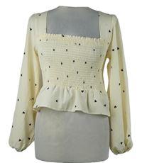 Dámská smetanová srdíčkovaná žabičková crop halenka Shein 