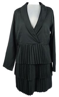 Dámské černé šaty s plisovanými volánky In the Style 