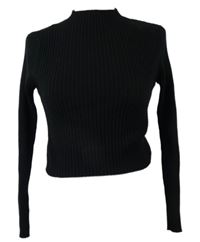 Dámský černý žebrovaný crop svetr Shein 