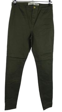 Dámské khaki elastické skinny rifle Denim 