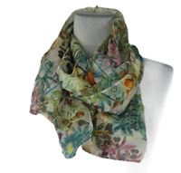 Dámská smetanová květovaná šifonová šála 