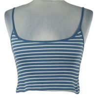 Dámský modro-bílý pruhovaný žebrovaný crop top Pacific Republic 
