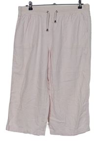 Dámské světlerůžové lněné capri kalhoty M&Co