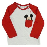 Bílo-červené triko s Mickey mousem Disney