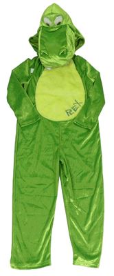 Kostým- zeleno-limetková plyšová kombinéza s kapucí- drak George