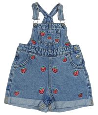 Modré riflové laclové kraťasy a jahodami Denim Co.