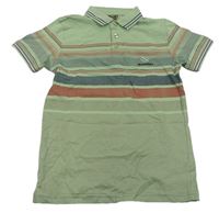 Khaki polo tričko s proužky