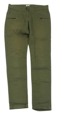 Khaki plátěné slim kalhoty F&F