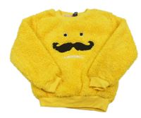 Žlutá chlupatá mikina s knírem 