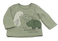 Khaki fleecová mikina s dinosaury George