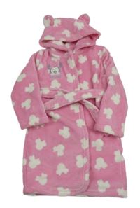 Růžový chlupatý župan s Mickey Mousem a kapucí Disney