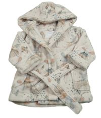 Světlerůžový chlupatý župan s myškami a kapucí Next