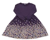 Fialové bavlněné šaty s motýlky Dopodopo
