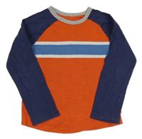 Oranžovo-trmavomodré triko s proužkem boden