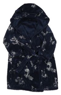 Tmavomodrý chlupatý župan s disney přátely a kapucí George