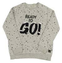 Světlešedá mikina s flíčky a nápisem manguun