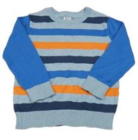 Modro-oranžový pruhovaný svetr C&A