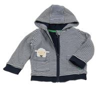 Tmavomodro-bílá pruhovaná podšitá propínací mikina s ovečkou a kapucí joules